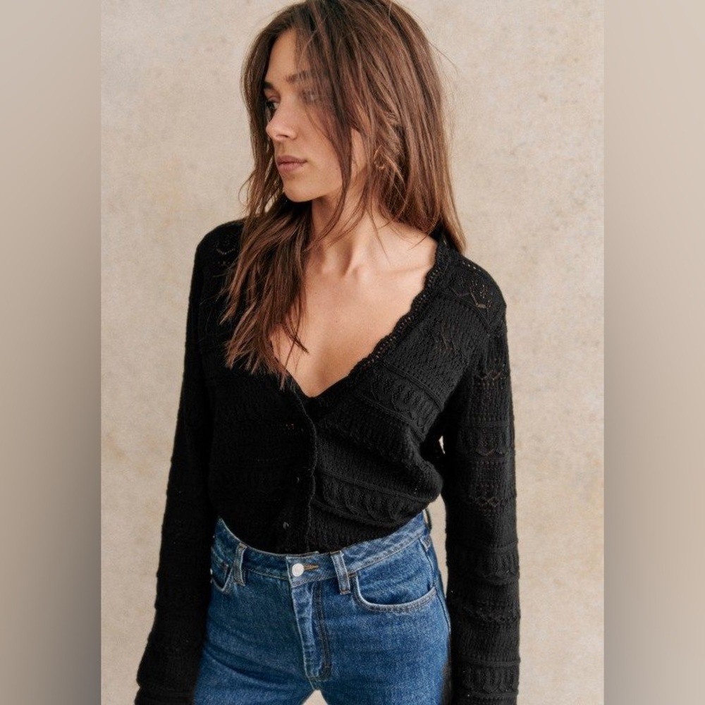 SEZANE Keyla Lace-like Cardigan